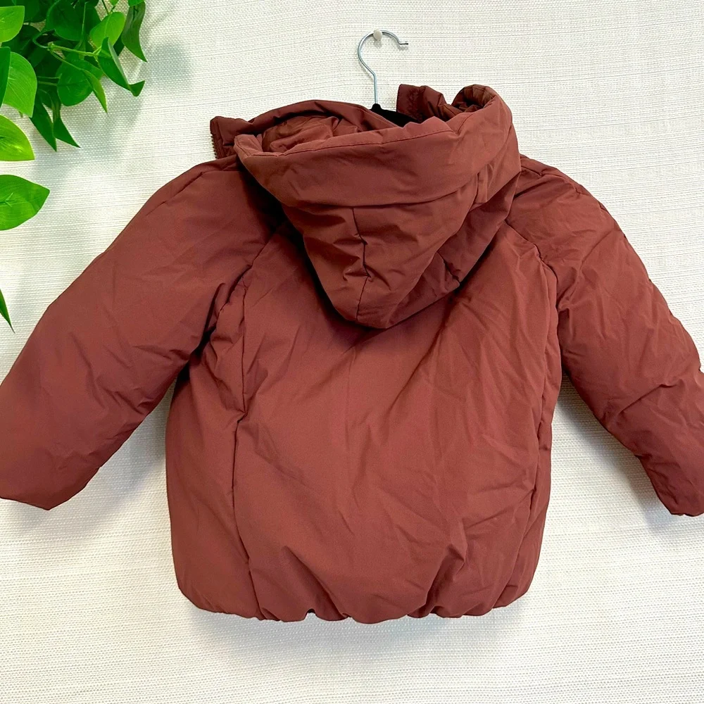 Zara Brown Red Puffer Jacket with Hood - Picture 5 of 8